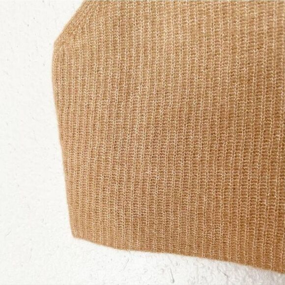 NWT Everlane Wool Blend The Cozy-Stretch Cropped Tank Top Ribbed Knit Tan - Picture 7 of 9
